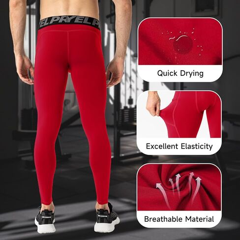 Men's Compression Pants with Pocket Running Leggings Sports Tights Cool Dry Workout Athletic Base Layer Underwear in Saudi Arabia