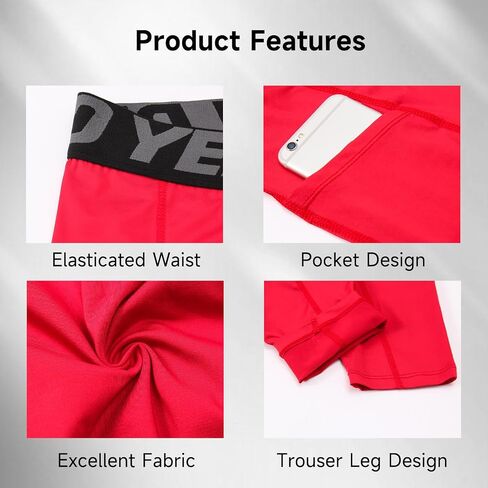 Men's Compression Pants with Pocket Running Leggings Sports Tights Cool Dry Workout Athletic Base Layer Underwear in Saudi Arabia