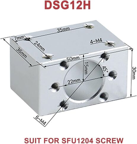 1pc ballscrew Nut Housing DSG12H DSG16H DSG20H DSG25H DSG32H NUT حامل للكرة SFU1605/2005/2505 (DSG25H) in Saudi Arabia