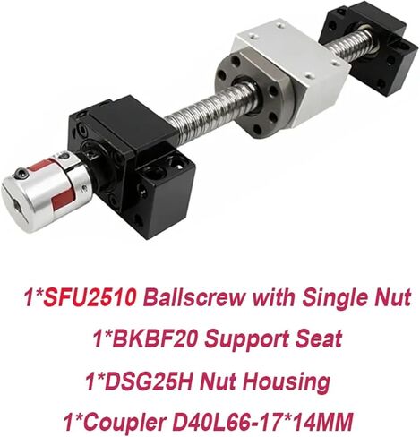 DIA 25mm Ball Screw Kit SFU2505 / SFU2510 200-1000MM C7 + BK20 BF20 + DSG25H + اقتران لجهاز التوجيه CNC (SFU2510 KIT ، 350 مم) in Saudi Arabia