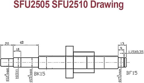 DIA 25mm Ball Screw Kit SFU2505 / SFU2510 200-1000MM C7 + BK20 BF20 + DSG25H + اقتران لجهاز التوجيه CNC (SFU2510 KIT ، 350 مم) in Saudi Arabia