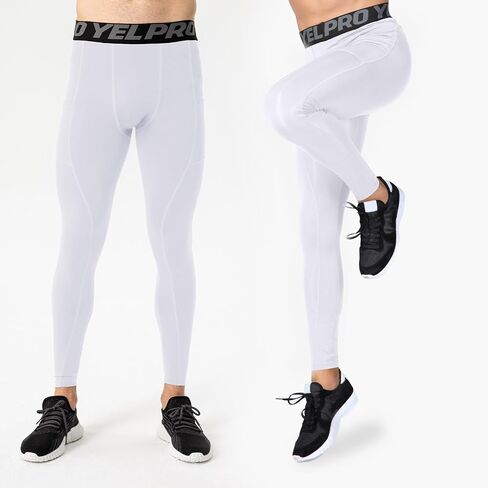 Men's Compression Pants with Pocket Running Leggings Sports Tights Cool Dry Workout Athletic Base Layer Underwear in Saudi Arabia