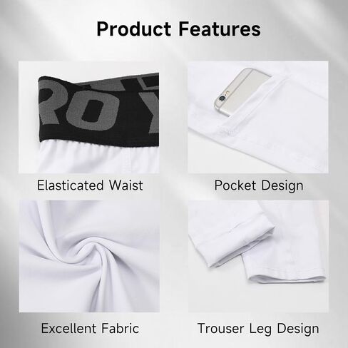 Men's Compression Pants with Pocket Running Leggings Sports Tights Cool Dry Workout Athletic Base Layer Underwear in Saudi Arabia
