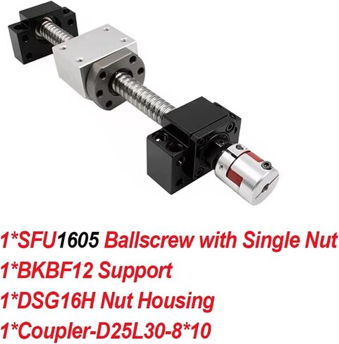 1 Set Set 16mm Ball Screw SFU1605 / SFU1610 مع محامل الكرة المفردة 5 مم / 10 مم لل CNC (SFU1610،1500mm) in Saudi Arabia