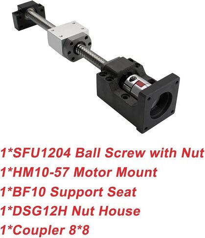 Ballscrew SFU1204 KIT 200-1000MM C7 DIA 12MM PITCH 4MM لبرغي أجزاء CNC مع صامد واحد+BF10+HM10-57+DSG12H+COUPLER (400 مم) in Saudi Arabia