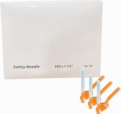 Safety Needles with Hinged Shield Cover, 25G x 1.5 Inch, Luer Lock Compatible, 100 Count in Saudi Arabia