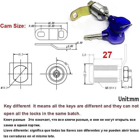 قفل كام كام الخزانة لخبراء النقد مربع معدات مربع مع مفتاح نحاسي عالي الأمان DIY الأجهزة RARELOCK MMS364 1PCS (20mm-kd-sh03) in Kuwait