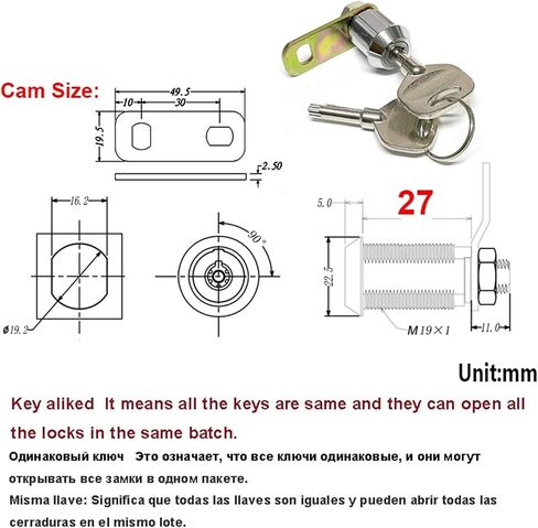 قفل كام كام الخزانة لخبراء النقد مربع معدات مربع مع مفتاح نحاسي عالي الأمان DIY الأجهزة RARELOCK MMS364 1PCS (20mm-kd-sh03) in Kuwait