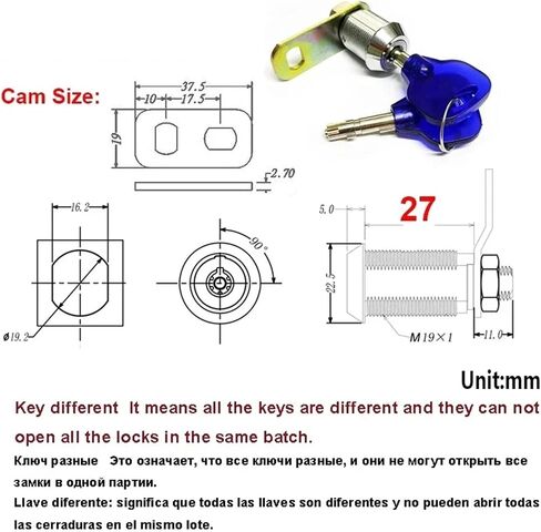 قفل كام كام الخزانة لخبراء النقد مربع معدات مربع مع مفتاح نحاسي عالي الأمان DIY الأجهزة RARELOCK MMS364 1PCS (20mm-kd-sh03) in Kuwait