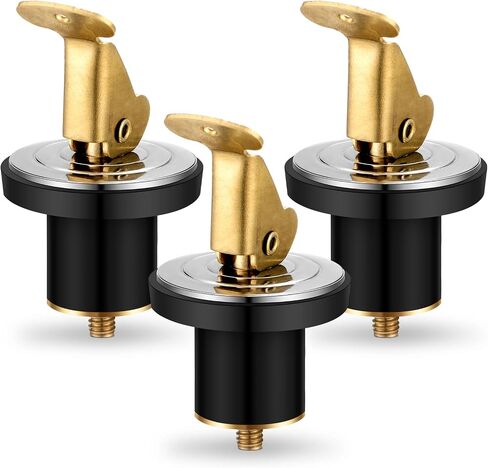 3 Pcs 5/8 Inch Baitwell Drain Plug Brass and Stainless Steel Snap Lock Boat Drain Plug Rubber for Boat Yacht Kayak Marine Livewells Baitwells in Saudi Arabia