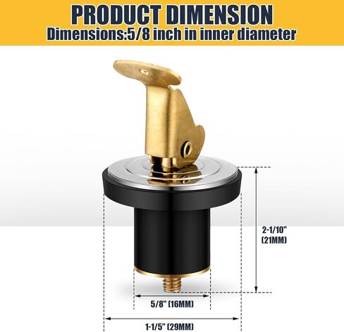 3 Pcs 5/8 Inch Baitwell Drain Plug Brass and Stainless Steel Snap Lock Boat Drain Plug Rubber for Boat Yacht Kayak Marine Livewells Baitwells in Saudi Arabia