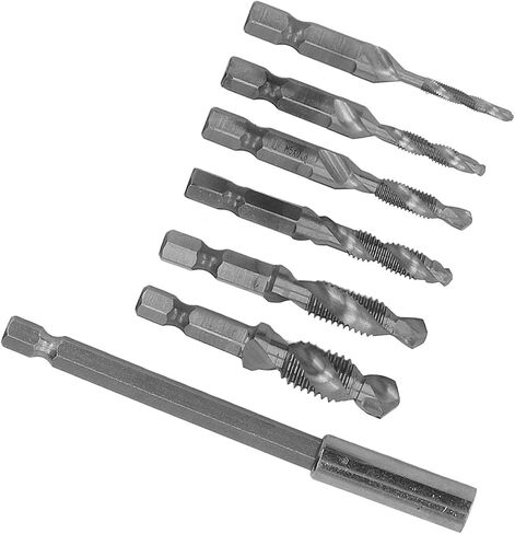 Drill Taps, Tap Drill Set, Spiral Groove Design, Chamfer Integrated, M3-M10, for Steel Aluminum Plate (Silver) in Saudi Arabia