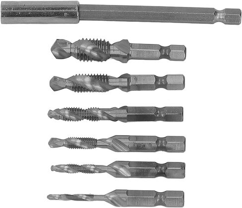 Drill Taps, Tap Drill Set, Spiral Groove Design, Chamfer Integrated, M3-M10, for Steel Aluminum Plate (Silver) in Saudi Arabia