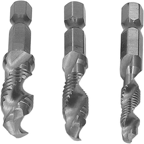 Drill Taps, Tap Drill Set, Spiral Groove Design, Chamfer Integrated, M3-M10, for Steel Aluminum Plate (Silver) in Saudi Arabia