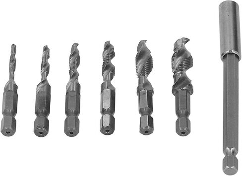 Drill Taps, Tap Drill Set, Spiral Groove Design, Chamfer Integrated, M3-M10, for Steel Aluminum Plate (Silver) in Saudi Arabia