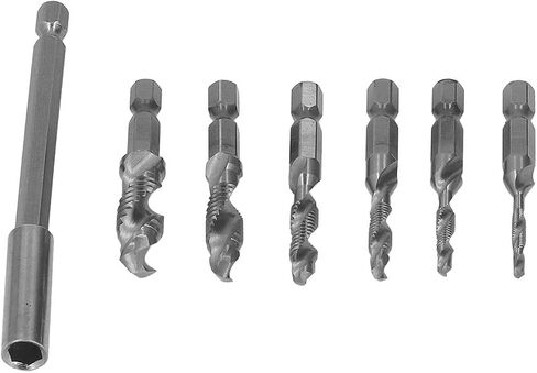 Drill Taps, Tap Drill Set, Spiral Groove Design, Chamfer Integrated, M3-M10, for Steel Aluminum Plate (Silver) in Saudi Arabia