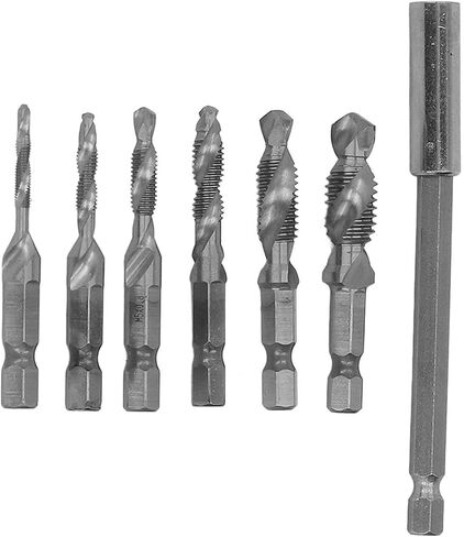 Drill Taps, Tap Drill Set, Spiral Groove Design, Chamfer Integrated, M3-M10, for Steel Aluminum Plate (Silver) in Saudi Arabia