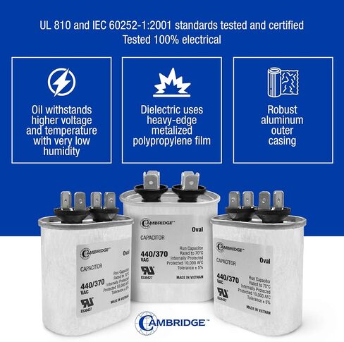 5uF 5 MFD ±5% 370/440VAC Single Run Oval Start AC Capacitor for A/C Motor Run Capacitor Fan Start Condenser Capacitors Indoor Electrical Blower Motors in Saudi Arabia