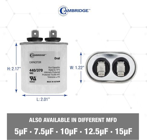 5uF 5 MFD ±5% 370/440VAC Single Run Oval Start AC Capacitor for A/C Motor Run Capacitor Fan Start Condenser Capacitors Indoor Electrical Blower Motors in Saudi Arabia