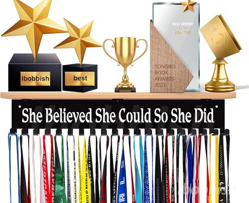 رف الكأس مع السنانير للميداليات - رف العرض المعدني لعرض شريط جبل الحائط ، أرفف الكأس للجمباز ، كرة القدم ، رف جائزة RANG RACK ، حامل جائزة الكأس تمت ترقيته in Kuwait