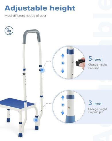 GreenChief Medical Step Stool with Handle for Adults, Metal Foot Stool with Handrail for Bedside, Kitchen, Truck, Bathroom (Heavy Duty 500 Lbs Support) in Kuwait