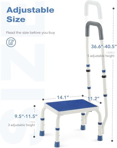 GreenChief Medical Step Stool with Handle for Adults, Metal Foot Stool with Handrail for Bedside, Kitchen, Truck, Bathroom (Heavy Duty 500 Lbs Support) in Kuwait