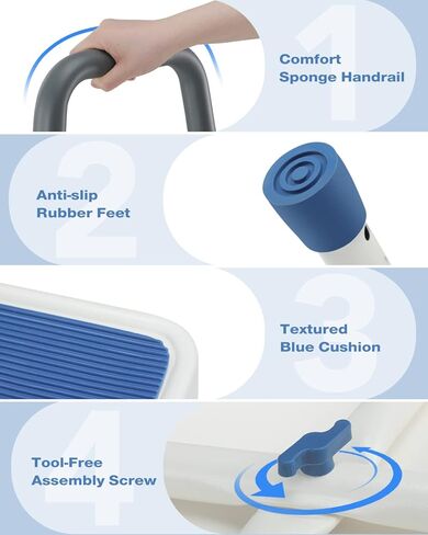 GreenChief Medical Step Stool with Handle for Adults, Metal Foot Stool with Handrail for Bedside, Kitchen, Truck, Bathroom (Heavy Duty 500 Lbs Support) in Kuwait