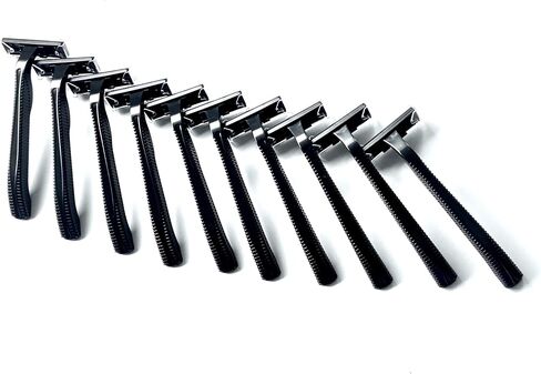 100 Box of Bullet Blades Black Razor Blades Disposable Stainless Steel Hospitality Quality Shavers High End Twin Blade Razors for Men and Women in Kuwait