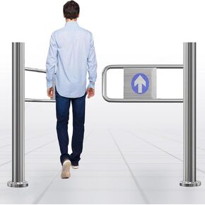 باب التأرجح التلقائي أحادي الاتجاه-بوابة مدخل من الفولاذ المقاوم للصدأ مع آلية أمان محملة بنابض ، وعرضها 59 "، ومثالية لمحلات السوبر ماركت والمناطق ذات الحركة العالية in Kuwait