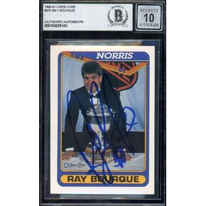 Ray Bourque Gem Mint 10 Beckett BAS Signed 1990-91 O-Pee-Chee Autograph - Autographed Hockey Cards in Kuwait
