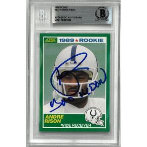 قام Andre Rison بتوقيع بطاقة Rokie Card مع Score Rokie W/Bad Moon - بطاقات صاعد موقعة من كرة القدم in Kuwait