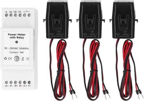 3 ترحيل مراقبة الطور ، مقياس الطاقة المنزلي 90‑250VA 3 مرحلة الجهد الجهد الجهد Amperage Meter مع 3 محول تيار المشبك لمحرك 3 مرحلة in Saudi Arabia