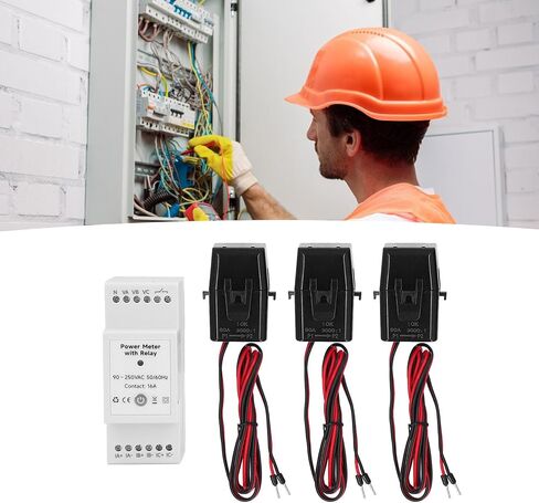 3 ترحيل مراقبة الطور ، مقياس الطاقة المنزلي 90‑250VA 3 مرحلة الجهد الجهد الجهد Amperage Meter مع 3 محول تيار المشبك لمحرك 3 مرحلة in Saudi Arabia