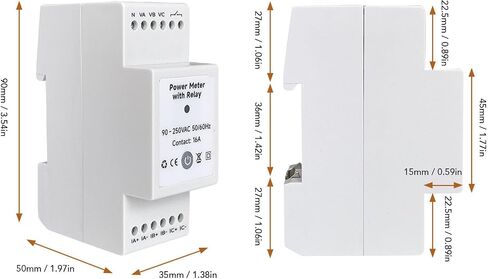 3 ترحيل مراقبة الطور ، مقياس الطاقة المنزلي 90‑250VA 3 مرحلة الجهد الجهد الجهد Amperage Meter مع 3 محول تيار المشبك لمحرك 3 مرحلة in Saudi Arabia