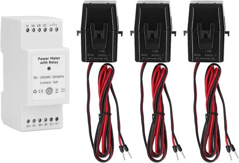 3 ترحيل مراقبة الطور ، مقياس الطاقة المنزلي 90‑250VA 3 مرحلة الجهد الجهد الجهد Amperage Meter مع 3 محول تيار المشبك لمحرك 3 مرحلة in Saudi Arabia