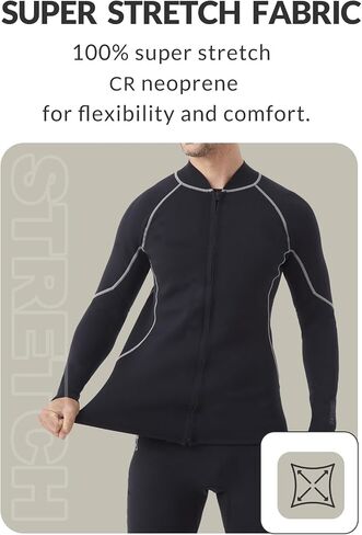 Lemorecn Men Wetsuit Top ، سترة النيوبرين الطويلة ذات الأكمام الطويلة 2 مم للغوص وركوب الأمواج والغطس والرياضات المائية in Kuwait