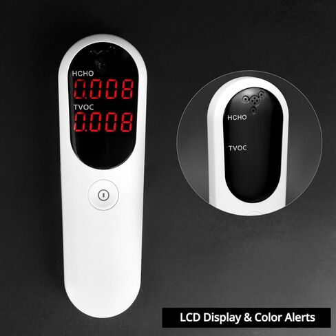 Qwork Air Quality Monitor مع الكشف عن الفورمالديهايد و TVOC مع شاشة ملونة LCD وضوء تحذير ثلاثي الألوان in Saudi Arabia