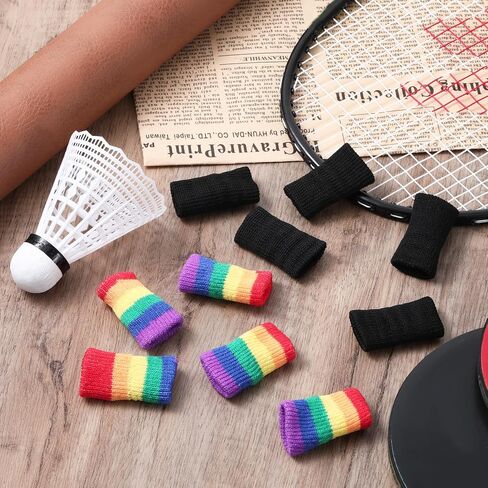 20 pcs الكروشيه إصبع إصبع أصبع أصابع الاصبع يتنفس الكروشيه مرنة الأكمام أصابع أصابع البصرة حماة أحواض إصبع لأكمام إصبع الرياضة للكتابة ، 10 أسود و 10 قوس قزح in Saudi Arabia