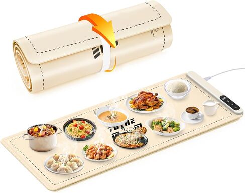 Portable Food Warming Mat - Full Surface Graphene Heating Silicone Roll-Up Design Food Warmers for Parties Buffet & Home Daily Use 6 Temperature Settings & 6 Hour Timer in Saudi Arabia