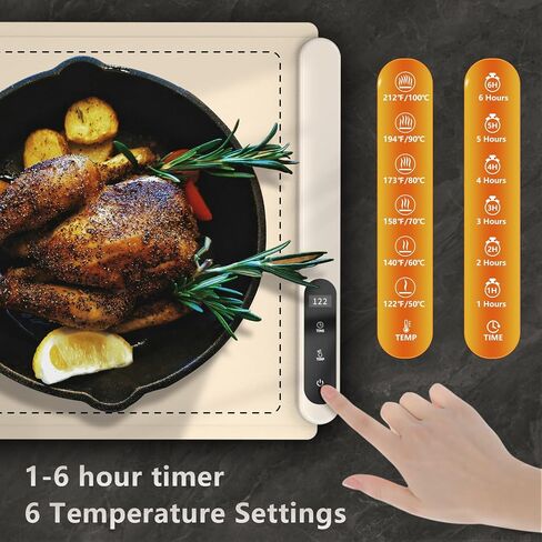 Portable Food Warming Mat - Full Surface Graphene Heating Silicone Roll-Up Design Food Warmers for Parties Buffet & Home Daily Use 6 Temperature Settings & 6 Hour Timer in Saudi Arabia