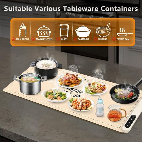 Portable Food Warming Mat - Full Surface Graphene Heating Silicone Roll-Up Design Food Warmers for Parties Buffet & Home Daily Use 6 Temperature Settings & 6 Hour Timer in Saudi Arabia