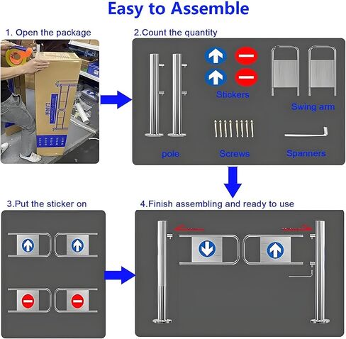 بوابة أمان مدخل السوبر ماركت ، بوابة أرجوحة أمان محملة بنابض ، حاجز معدني فتحة 90 درجة ، بوابة إغلاق تلقائية ، باب أحادي الاتجاه لممر ماركت المصنع الصناعي ، 170 × 100 متر in Kuwait