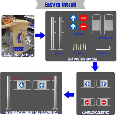 باب التأرجح التلقائي أحادي الاتجاه-بوابة مدخل من الفولاذ المقاوم للصدأ مع آلية أمان محملة بنابض ، وعرضها 59 "، ومثالية لمحلات السوبر ماركت والمناطق ذات الحركة العالية in Kuwait