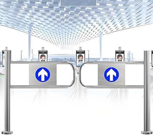 Industrial Supermarket Safety Gate - Spring-Loaded Metal Swing Gate, 90° Opening, Automatic Closing One-Way Door for Aisles, 190x100m - Secure Entrance Barricade in Saudi Arabia