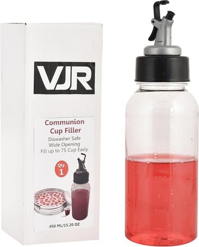 حشو كوب Compleion VJR 450 مل / 15floz مع حشو زجاجة بلاستيكية زر الضغط المصممة لتقليل انسكابات كنيسة لوازم خفيفة الوزن سهلة التنظيف من البلاستيك الصلب الدائم in Kuwait