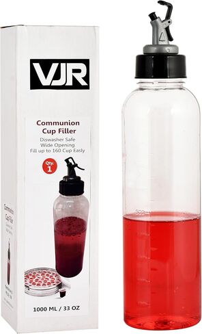 VJR Communion Cup Filler 450ml / 15floz With Push Button Cap White Plastic Bottle Filler Designed to Minimize Spills Church Supplies Lightweight Easy to Clean Durable Hard Plastic in Saudi Arabia