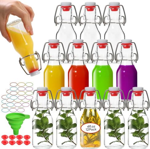 AuroTrends Swing Top Glass Bottles 8 oz 9Pack, Flip Top Glass Bottles with Airtight Flip Lids for Vanilla Extract Bottles/Home Brewing/Beverages/Oil (8 fl. oz, Set of 9) in Saudi Arabia
