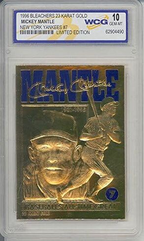 MICKEY MANTLE 1996 23KT Gold CardBaseball's All-Time Great Graded GEM MINT 10 in Saudi Arabia