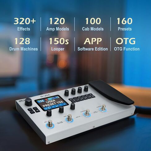 MK-300 Guitar Bass Amp Amp Modeler & Effects Processor مع 320 تأثيرًا ، 160 مسبقًا ، Looper ، آلة الطبل ، بطارية USB/BT 10H للعيش/التسجيل in Kuwait