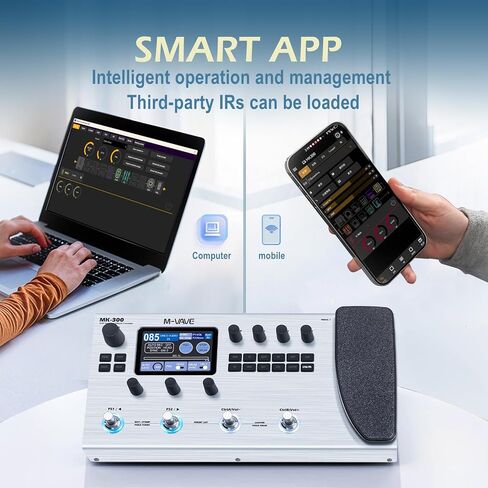 MK-300 Guitar Bass Amp Amp Modeler & Effects Processor مع 320 تأثيرًا ، 160 مسبقًا ، Looper ، آلة الطبل ، بطارية USB/BT 10H للعيش/التسجيل in Kuwait